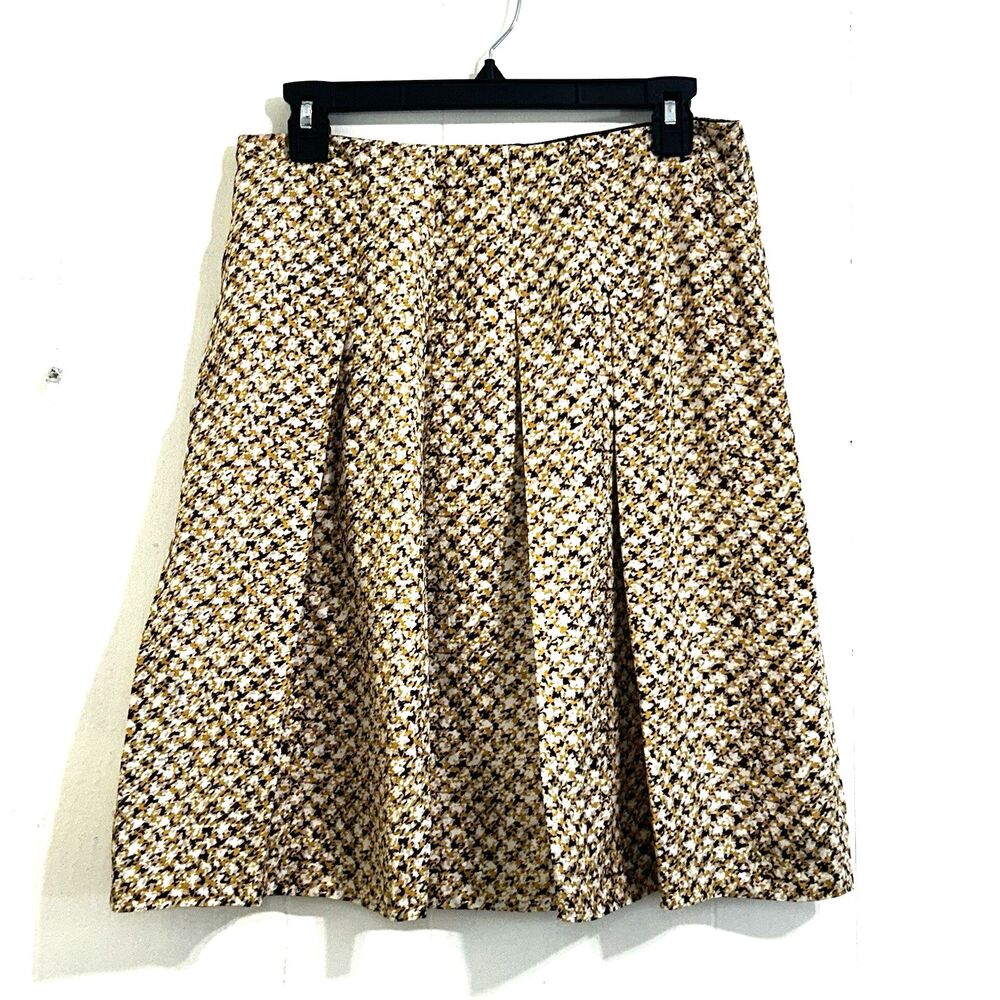 Banana Republic Women's 100% Silk Skirt Size 4 Floral Yellow Pleated Knee Skirt